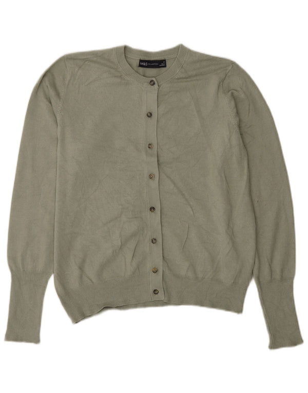 Marks & Spencer Womens Crop Cardigan Sweater UK 14 Large Green Viscose