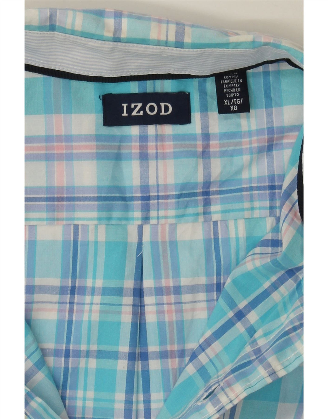 IZOD Mens Shirt XL Blue Check Cotton Vintage Izod and Second-Hand Izod from Messina Hembry 