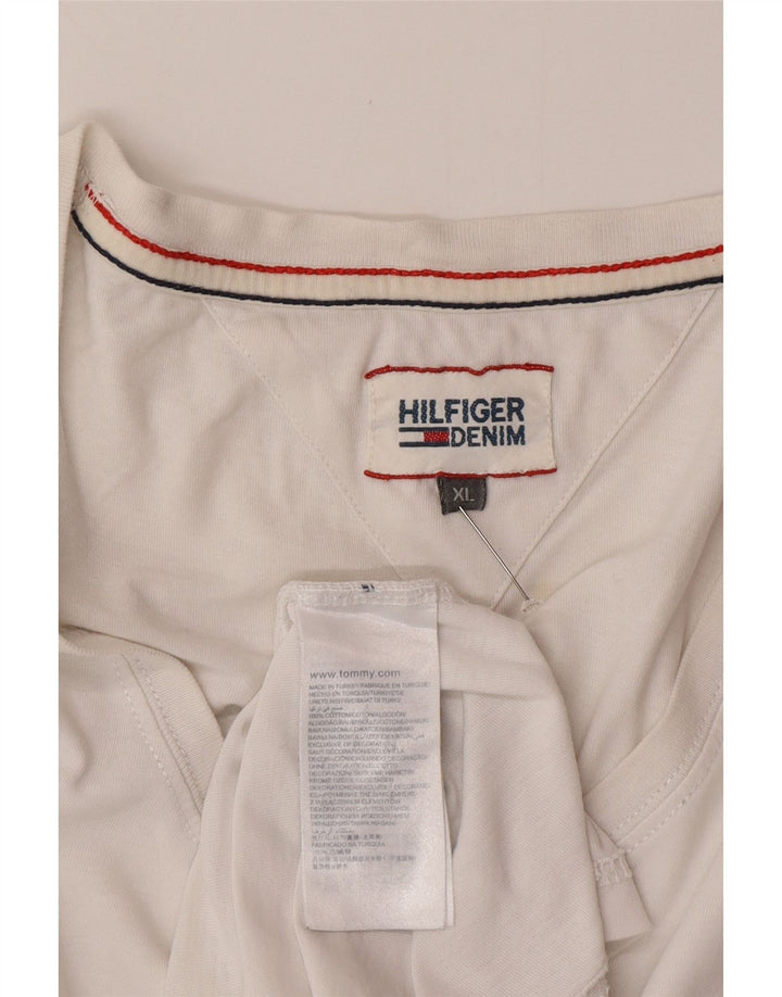 TOMMY HILFIGER Herre T-Shirt Top 2XL Hvid Bomuld