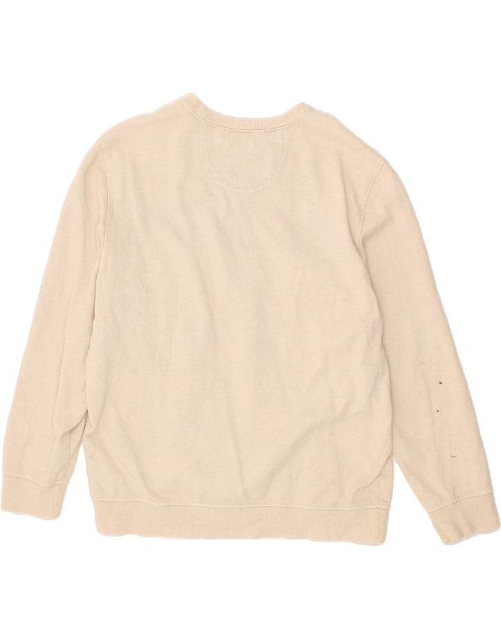 IZOD Mens Sweatshirt Jumper Large Beige Striped Cotton Vintage Izod and Second-Hand Izod from Messina Hembry 