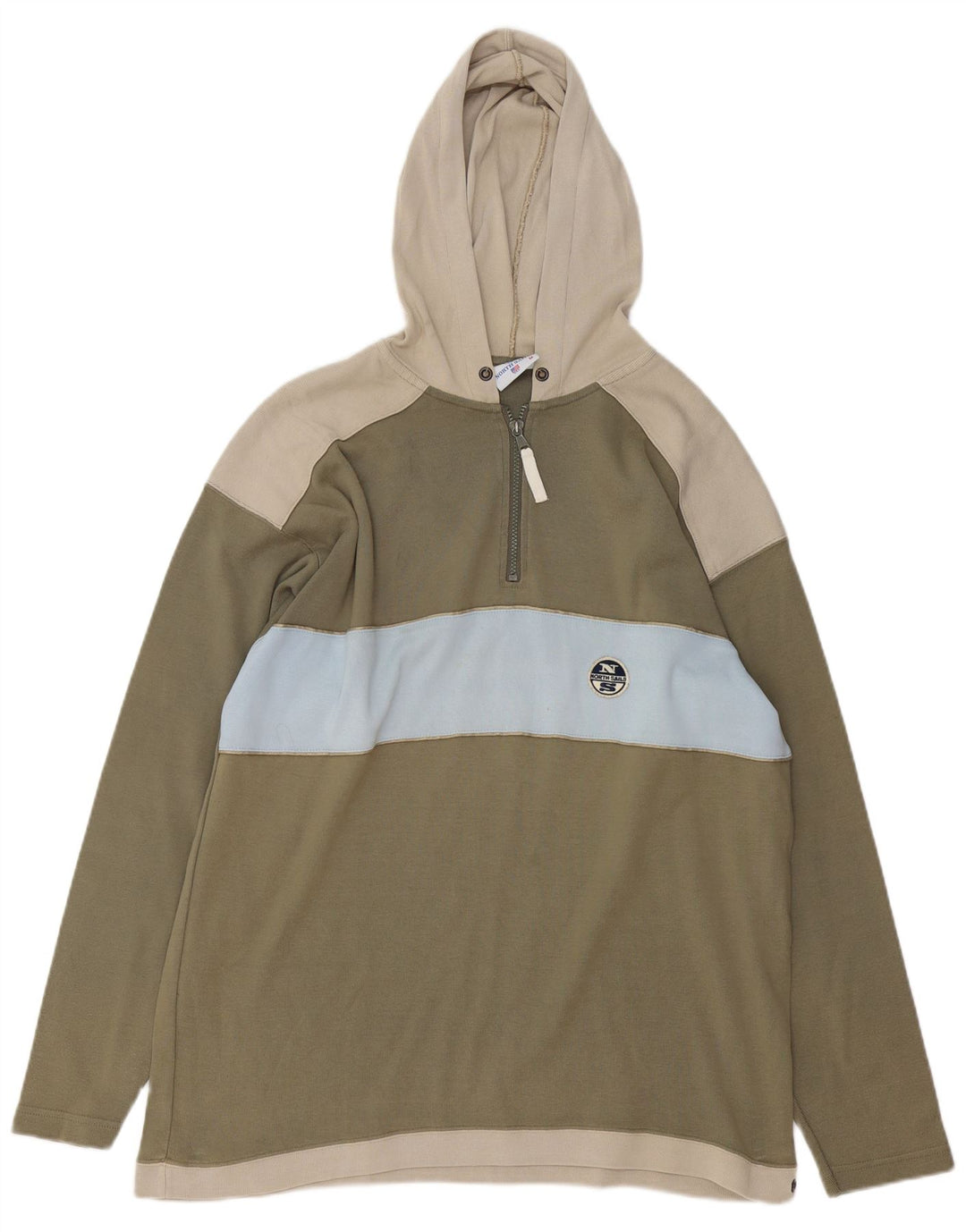 NORTH SAILS Herre Hooded Zip Neck Top Langærmet Medium Green Colourblock