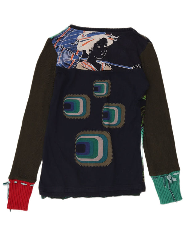 DESIGUAL Dame Grafisk Top Langærmet UK 12 Medium Multicolored Floral