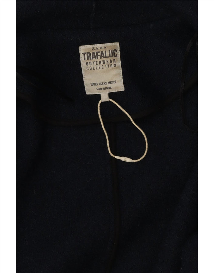 Zara Dame Oversized Overfrakke UK 6 XS Navy Blue