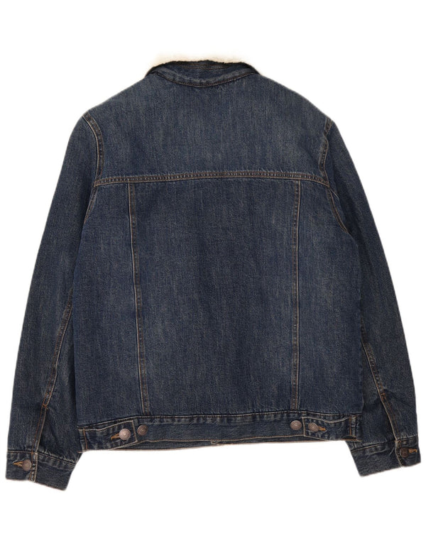 Kiabi Herre Denim Sherpa Jacket UK 38 Medium Blue Cotton