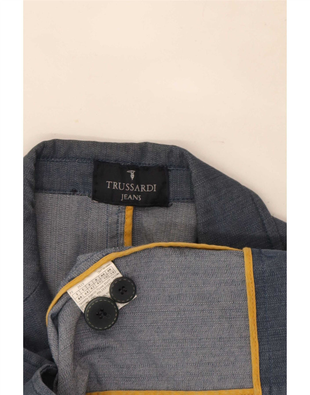 Trussardi Dame Denim 2 Button Blazer Jacket UK 14 Large Navy Blue