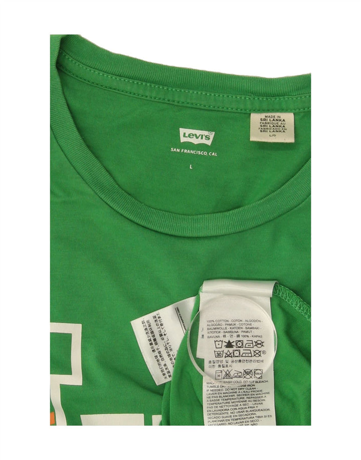 LEVI'S Mens Graphic T-Shirt Top Large Green Cotton Vintage Levi's and Second-Hand Levi's from Messina Hembry 