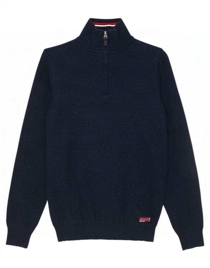 Superdry Sweater med lynlås til mænd, lille marineblå bomuld