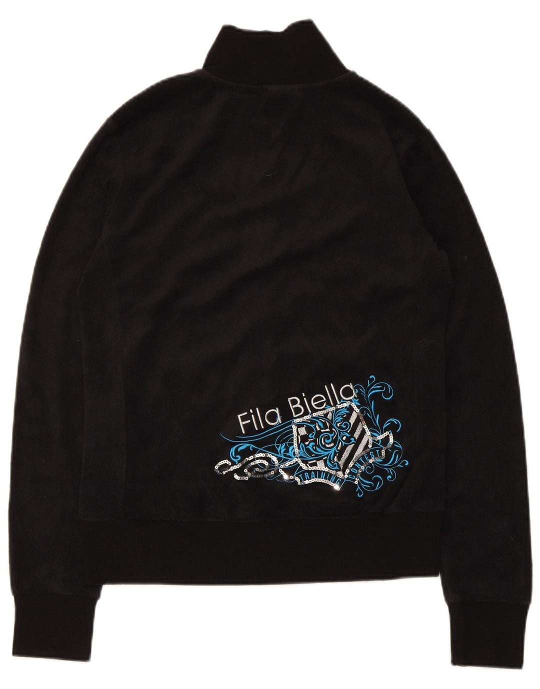 Fila Dame grafisk træningsdragt Topjakke UK 12 Medium Sort Bomuld