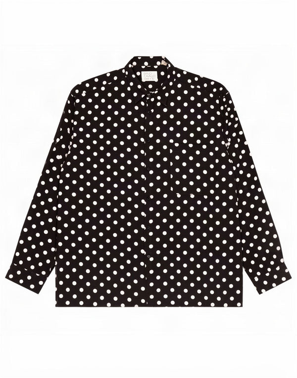 Vintage herreskjorte XL sort polka dot viskose