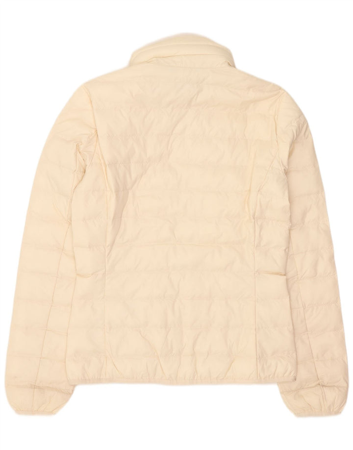 Emporio Armani polstret hættejakke til kvinder UK 14 Medium Off White