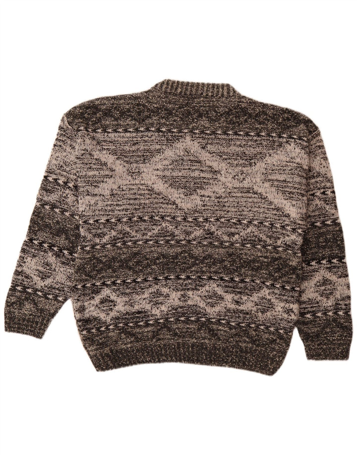 Vintage herre sweater med rund hals XL Grå Geometrisk