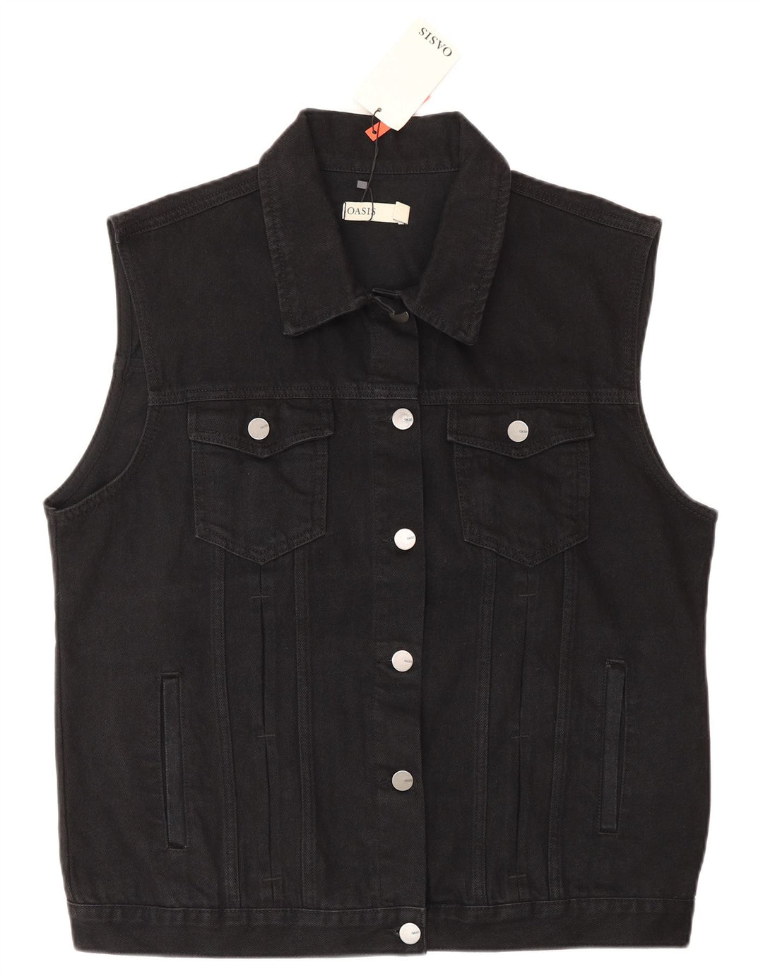 Oasis Dame Denim Gilet UK 16 Large Black Bomuld