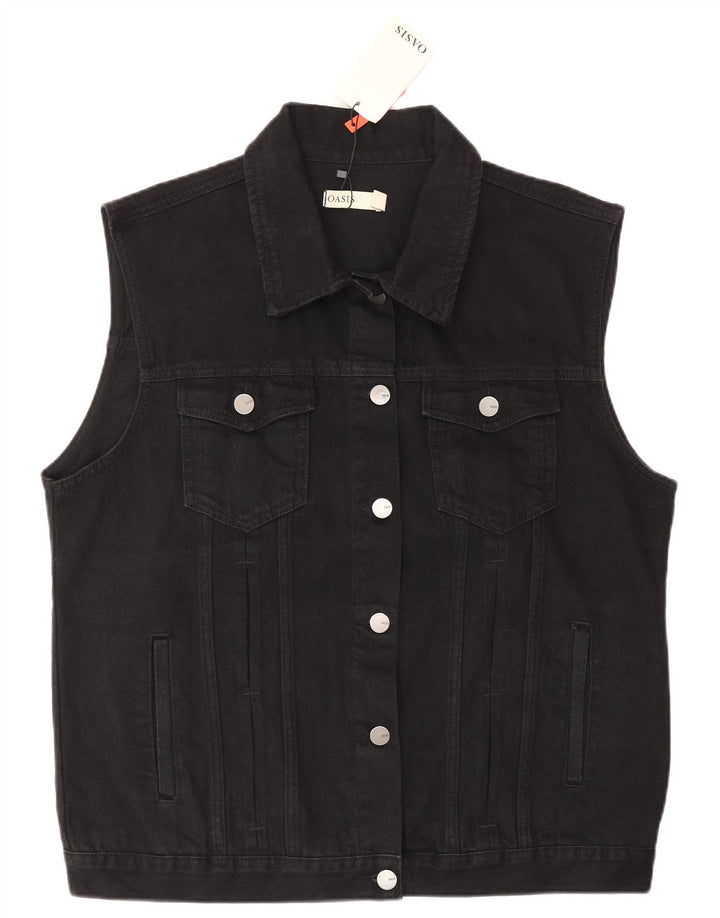 Oasis Dame Denim Gilet UK 16 Large Black Bomuld