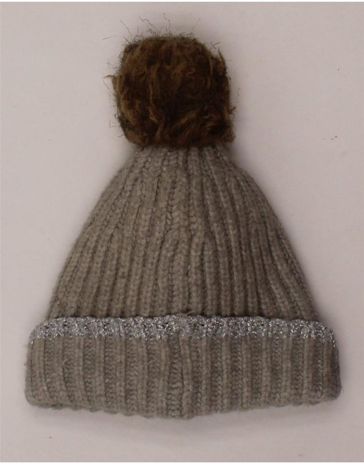 SUPERDRY Womens Sherpa Knit Bobble Hat One Size Grey Polyester Winter