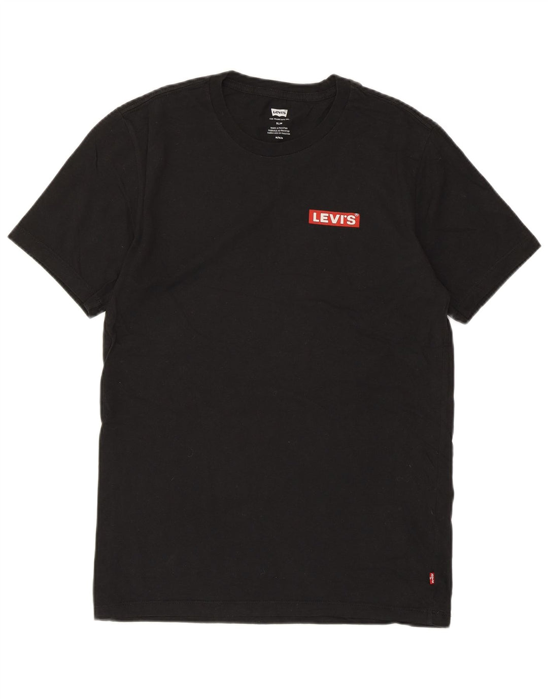 LEVI'S Herre Slim Fit T-shirt Top Medium Sort Bomuld