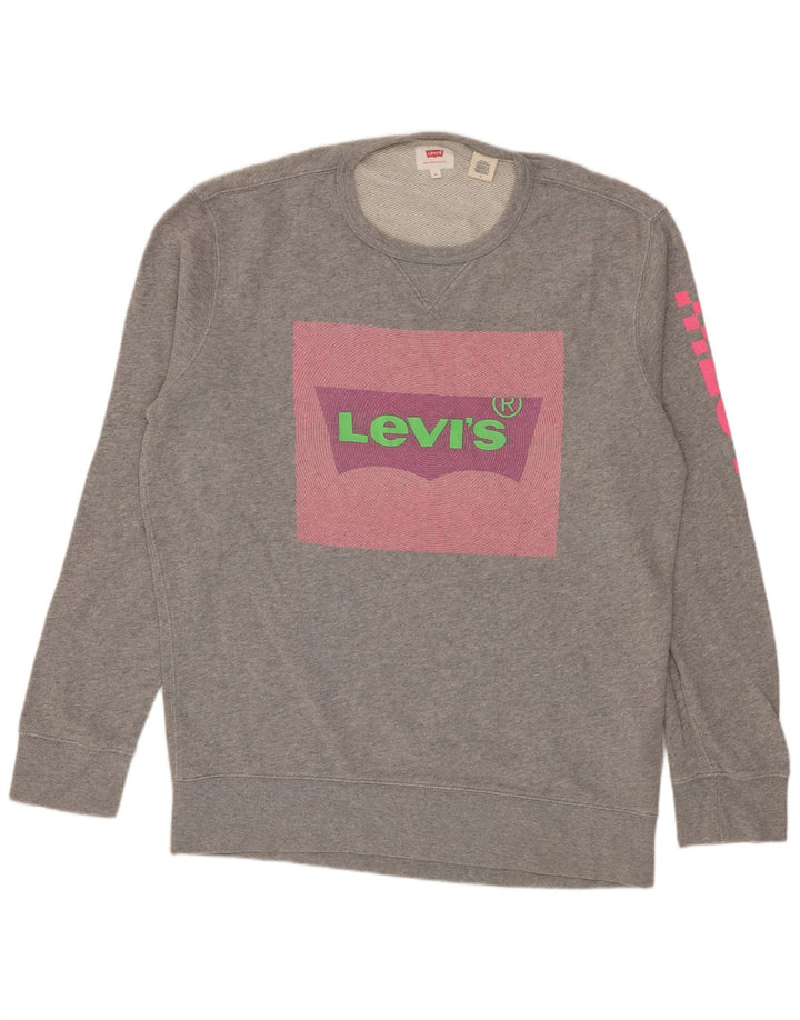 Levi's Herre grafisk sweatshirt jumper mellemgrå flækket bomuld