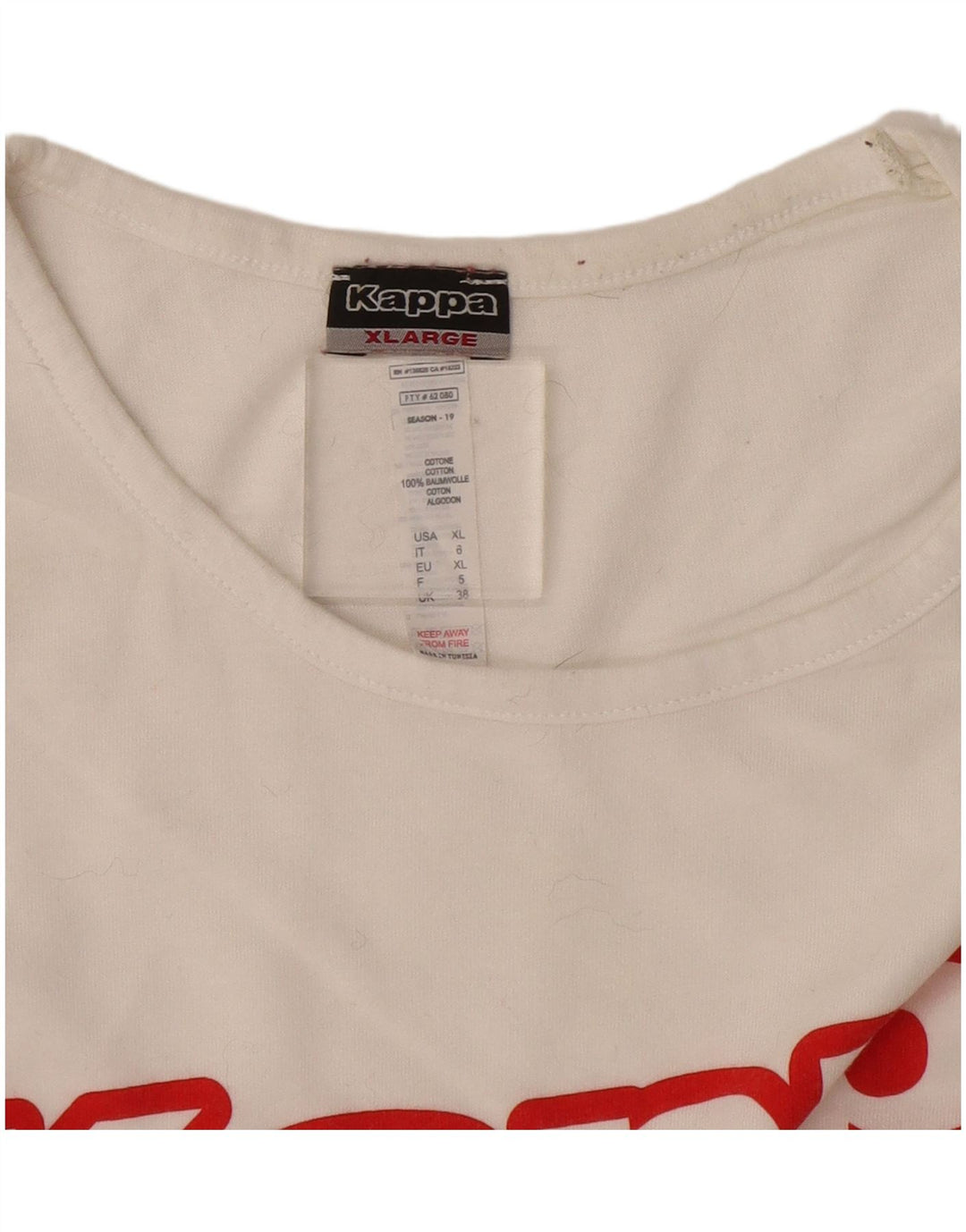 Kappa Herre Grafisk T-Shirt Top XL Hvid Bomuld