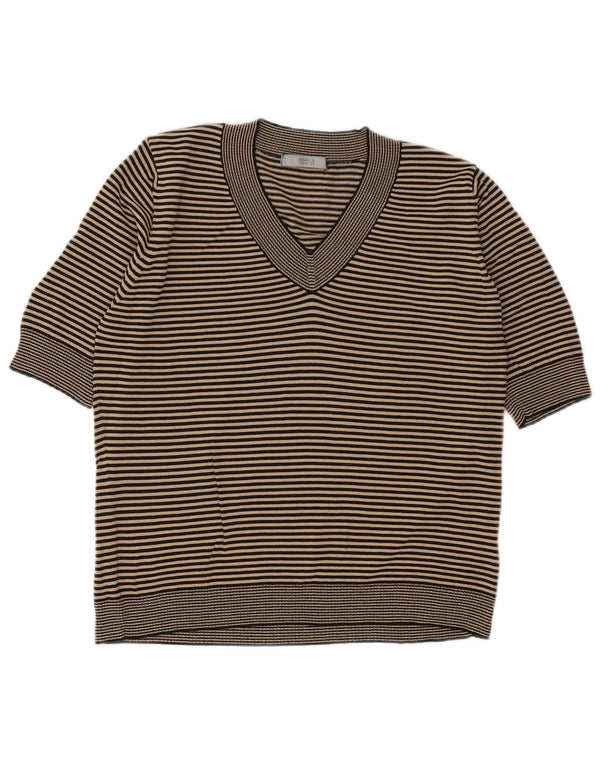 Marks & Spencer T-shirt top til kvinder UK 14 Medium Black Pinstripe Viscose