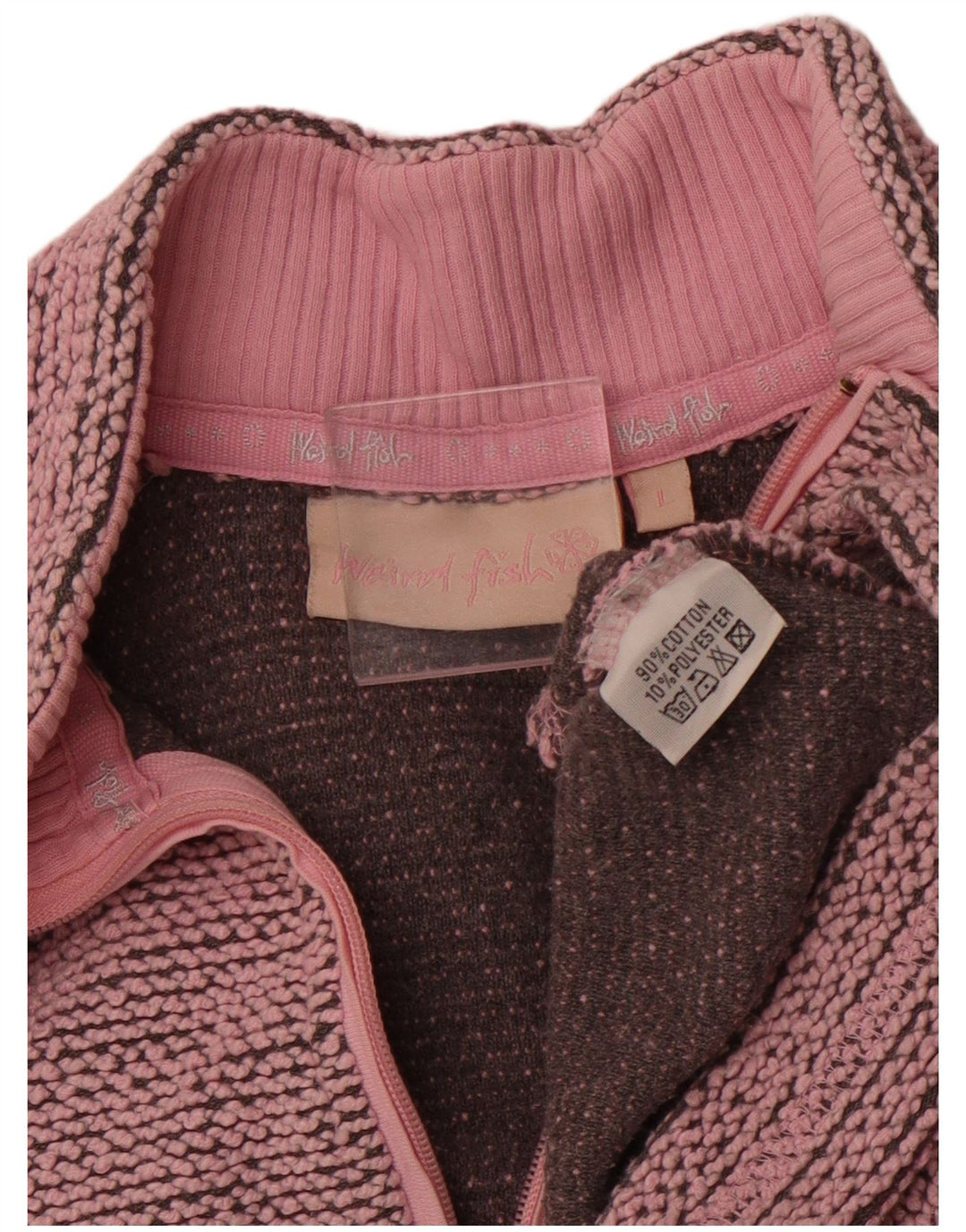 WEIRD FISH Sweatshirt med lynlås til kvinder DK 16 Stor Pink Bomuld