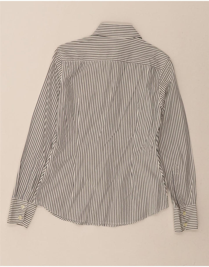 BENETTON Womens Shirt UK 10 Small White Striped Cotton Vintage Benetton and Second-Hand Benetton from Messina Hembry 