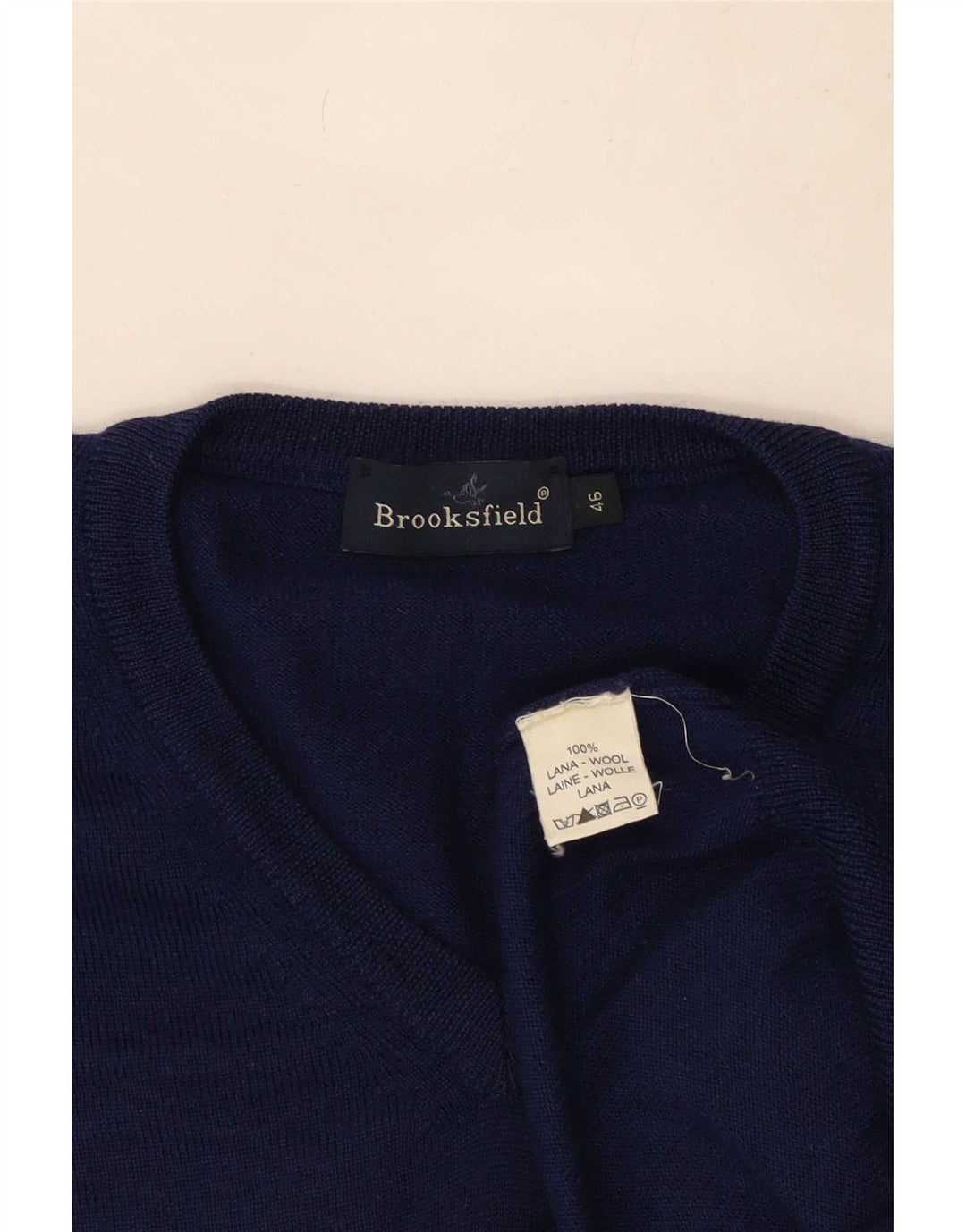 Brooksfield Herre V-hals sweater IT 46 Lille marineblå uld