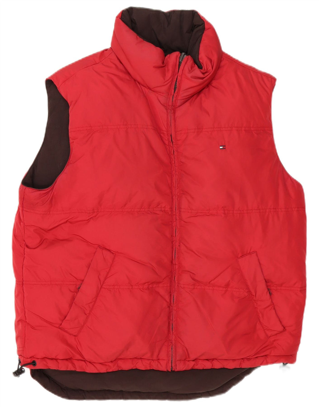 Tommy Hilfiger Herre Vendbar Polstret Gilet UK 38 Medium Rød Polyester