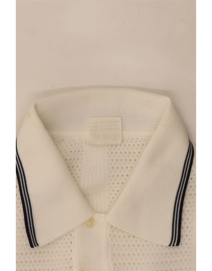 Trevira Herre Kortærmet Polo Neck Jumper Sweater Stor Hvid Polyester