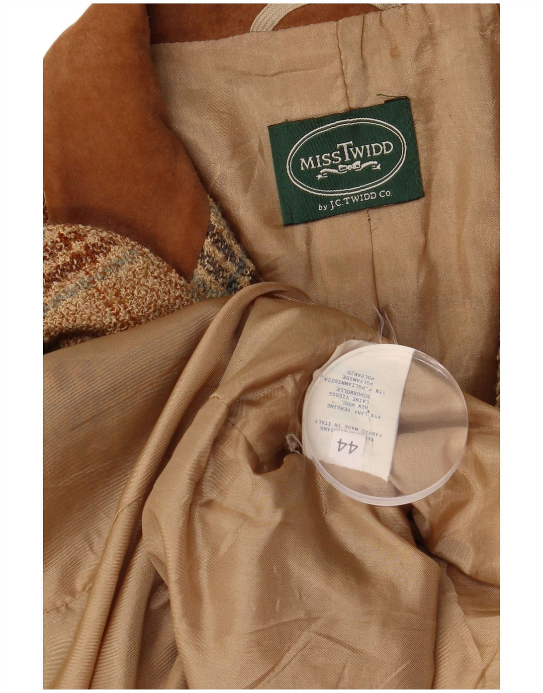 Misstwidd Dame 3 Button Blazer Jacket IT 44 Medium Beige Check