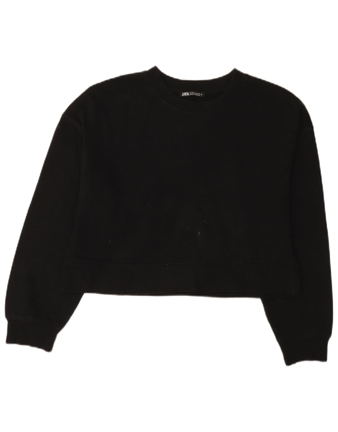 Zara Womens Crop Oversized Sweatshirt Jumper UK 10 Small Black