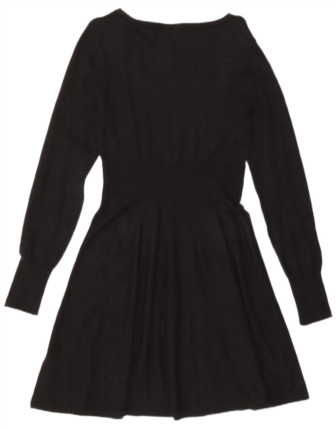 Oasis Dame Langærmet A-Line Kjole UK 12 Medium Sort Viscose