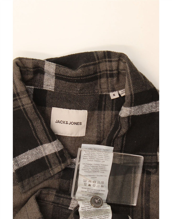 Jack & Jones herre flannelskjorte lille grå ternet bomuld