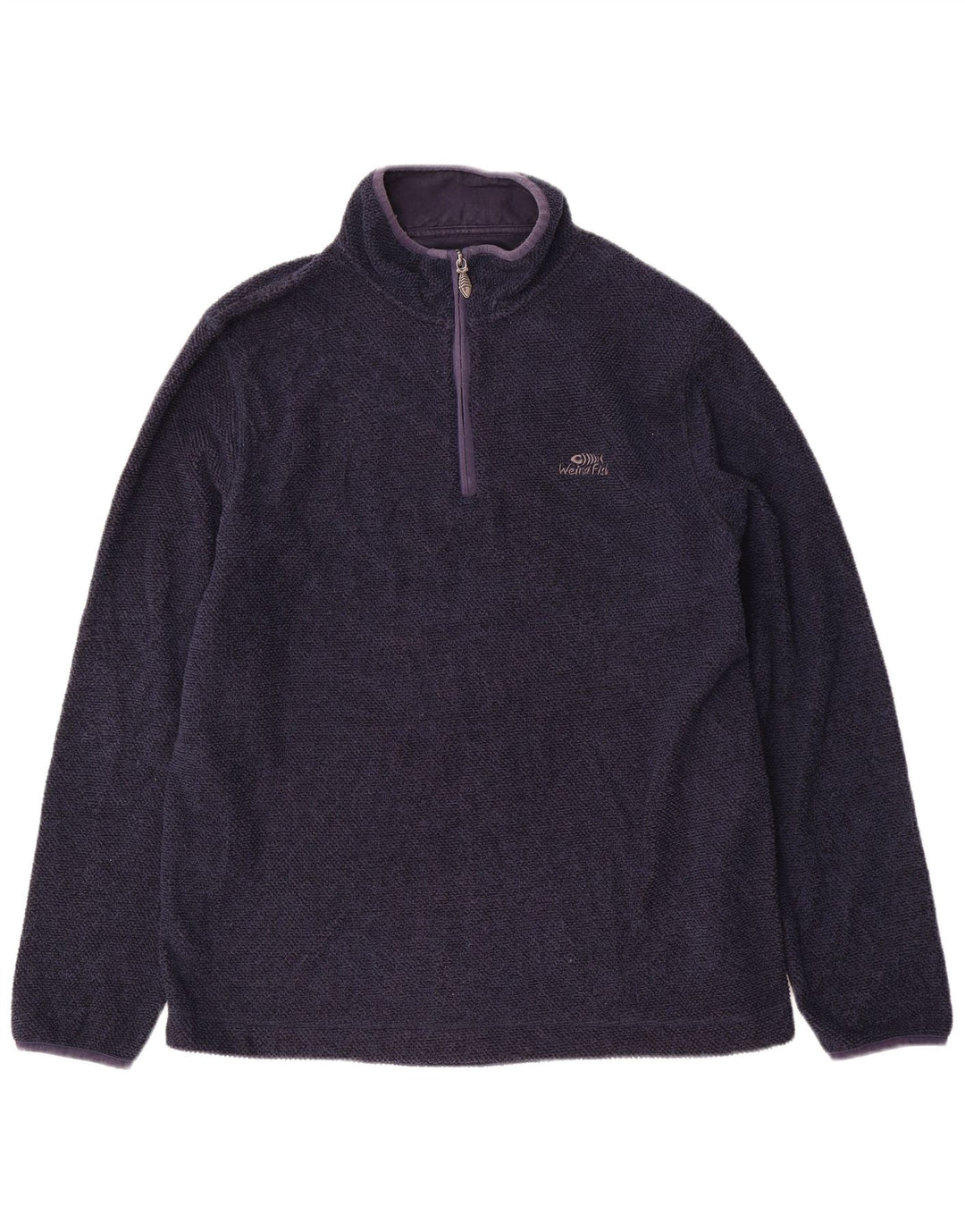 WEIRD FISH Herre Zip Neck Sweatshirt Jumper XL Navy Blue Polyester