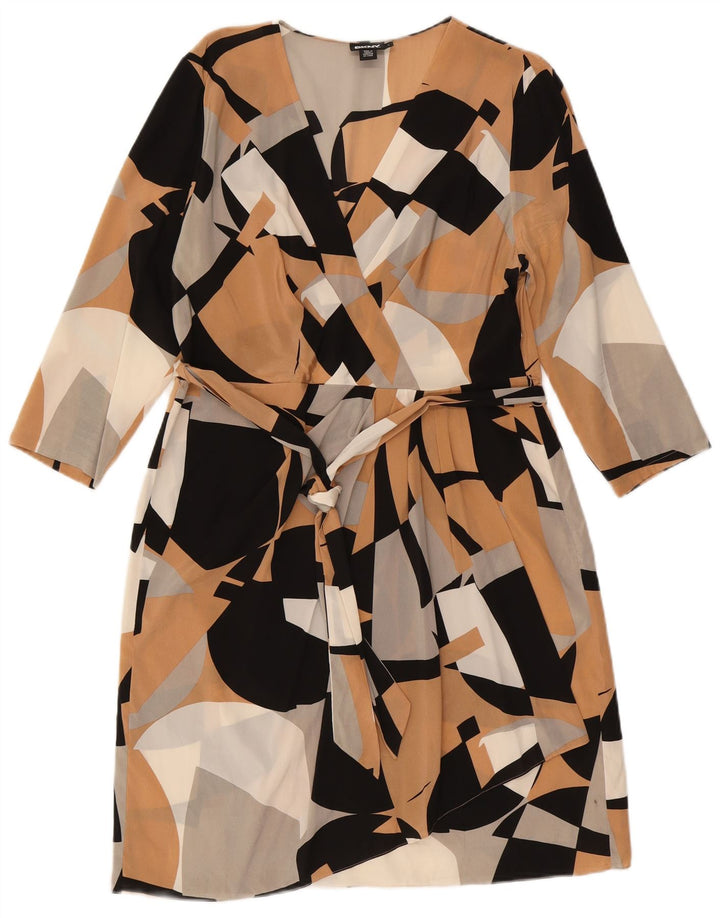 DKNY Kvinder 3/4 ærmet Skede Kjole UK 14 Stor Flerfarvet Geometrisk