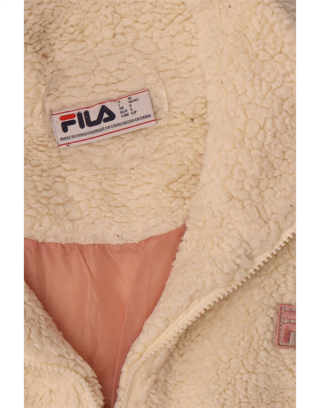 Fila Dame Oversized Fleecejakke UK 10 Small Off White Colourblock