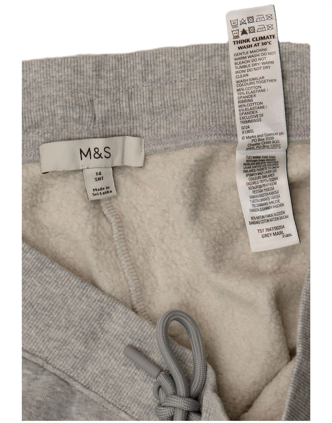 Marks & Spencer Womens Crop træningsdragt Bukser Joggers UK 14 Large Grå