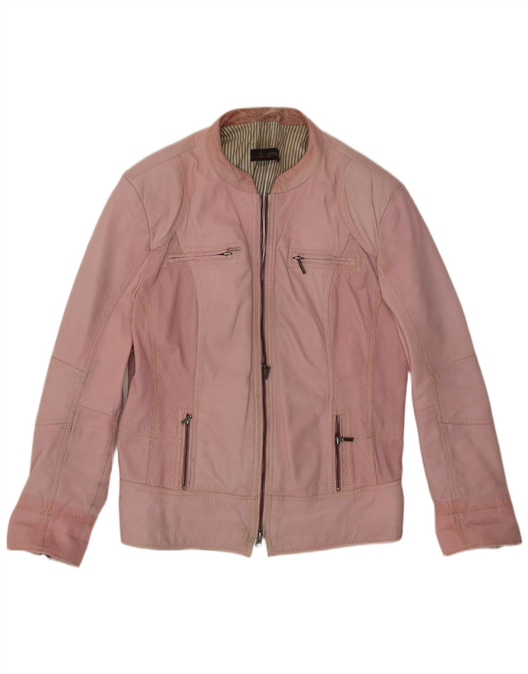 Cabrini Dame Læder Racer Jakke UK 14 Large Pink Læder