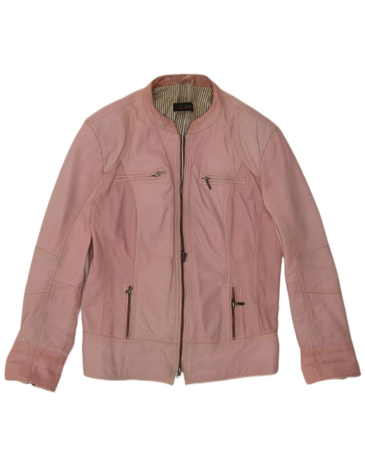 Cabrini Dame Læder Racer Jakke UK 14 Large Pink Læder