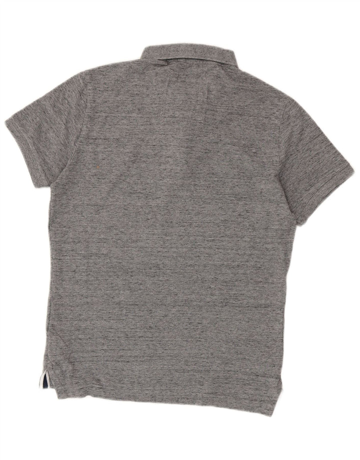 Superdry Poloskjorte til mænd, mellemgrå, flækket bomuld