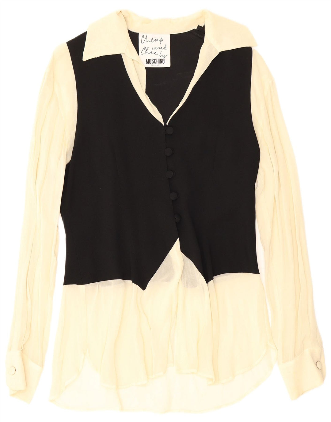 Moschino skjortebluse til kvinder UK 12 Medium Black Colourblock Acetate