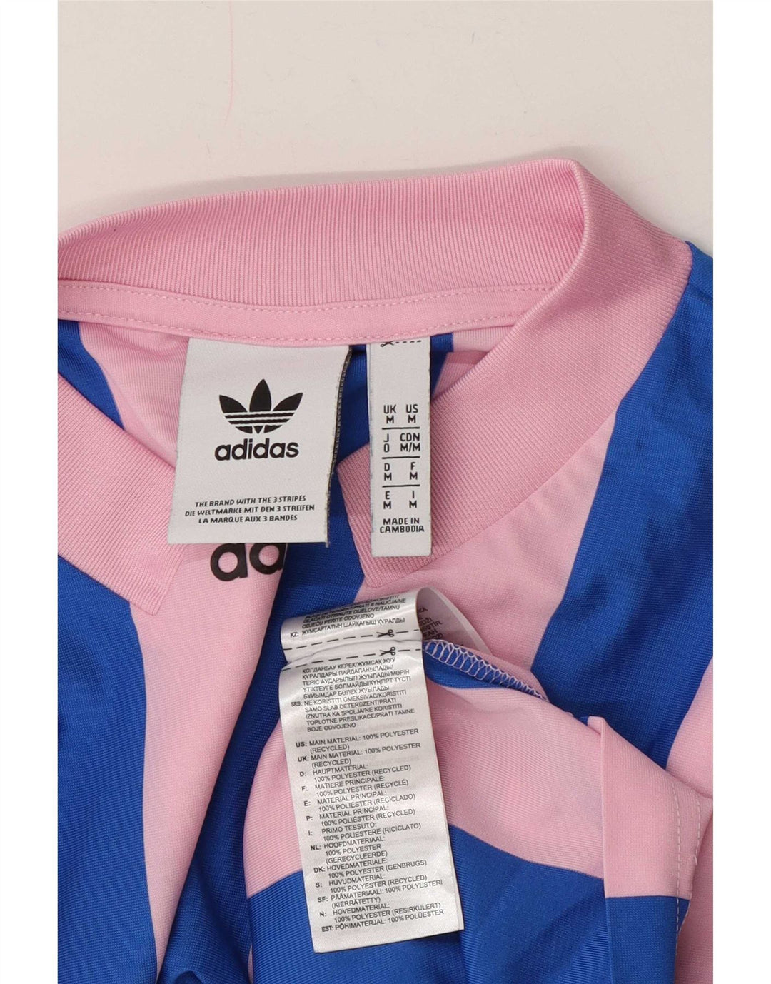 Adidas Grafisk T-shirt top mellem lyserød stribet polyester til mænd