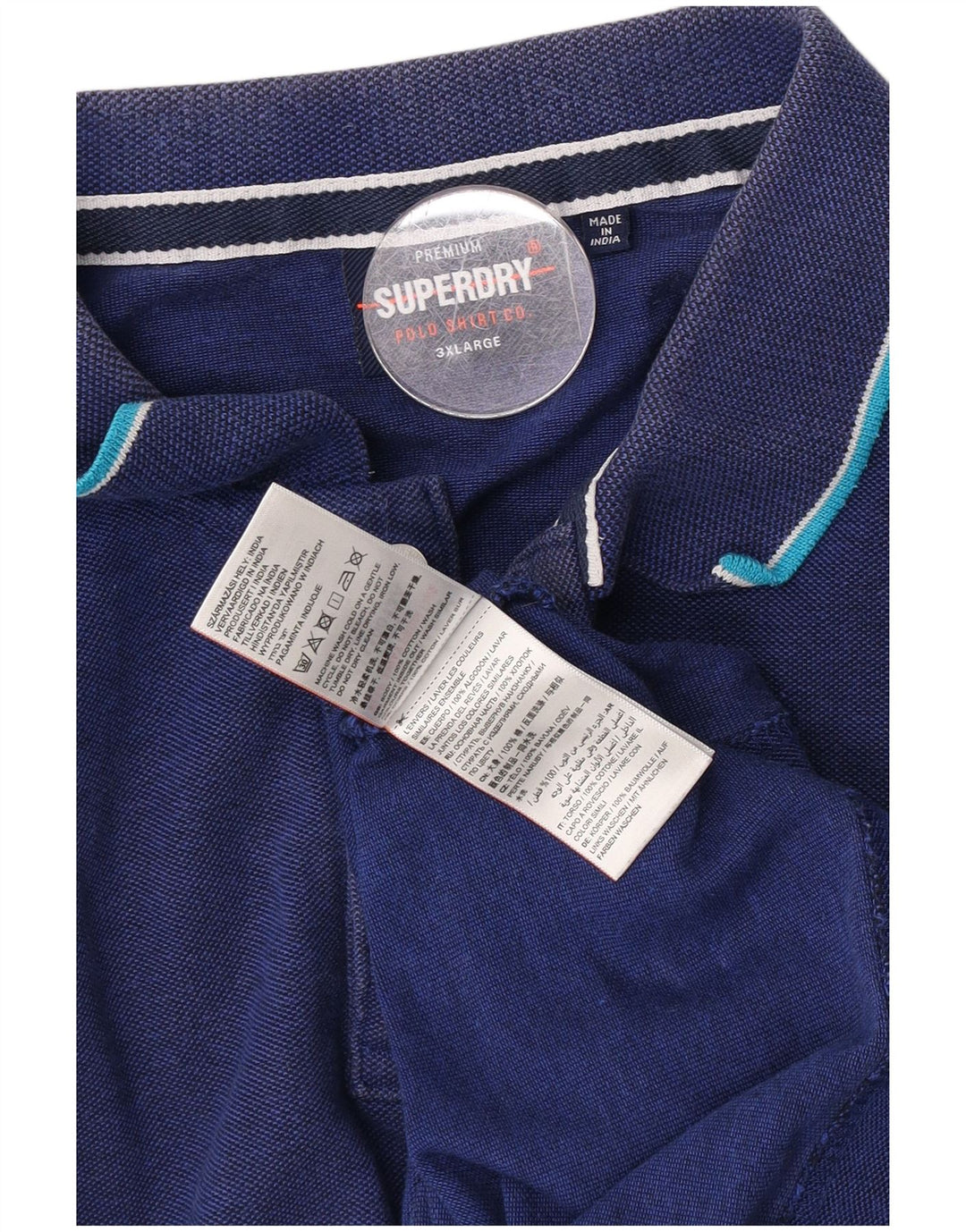 Superdry herre poloshirt 3XL blå bomuld