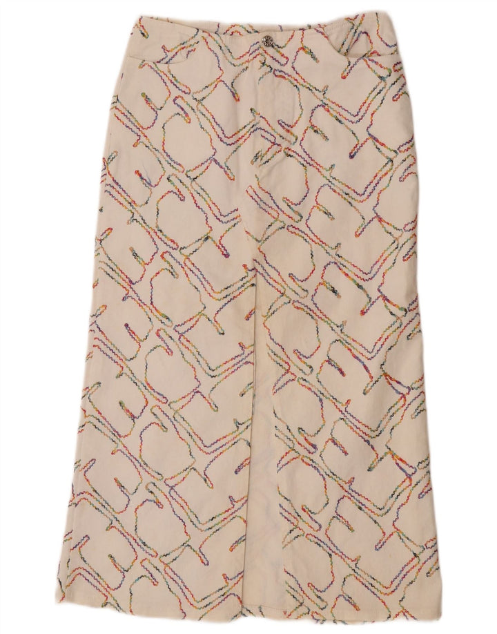 Vintage Midi-nederdel til kvinder W26 Small Off White Geometrisk