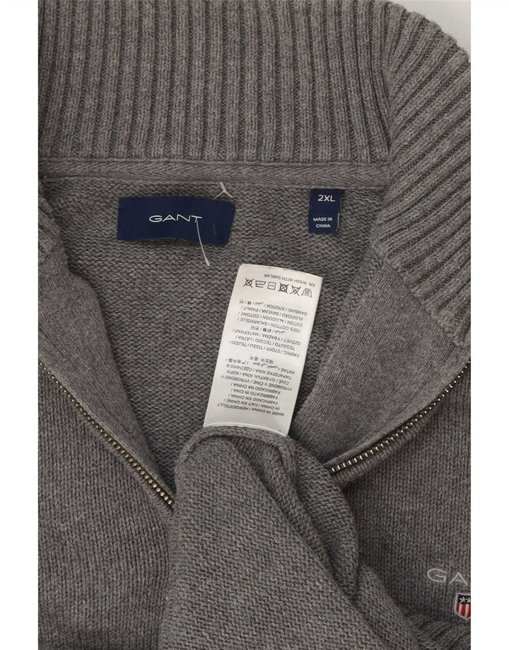 Gant Herre Zip Neck Jumper Sweater 2XL Grå Bomuld