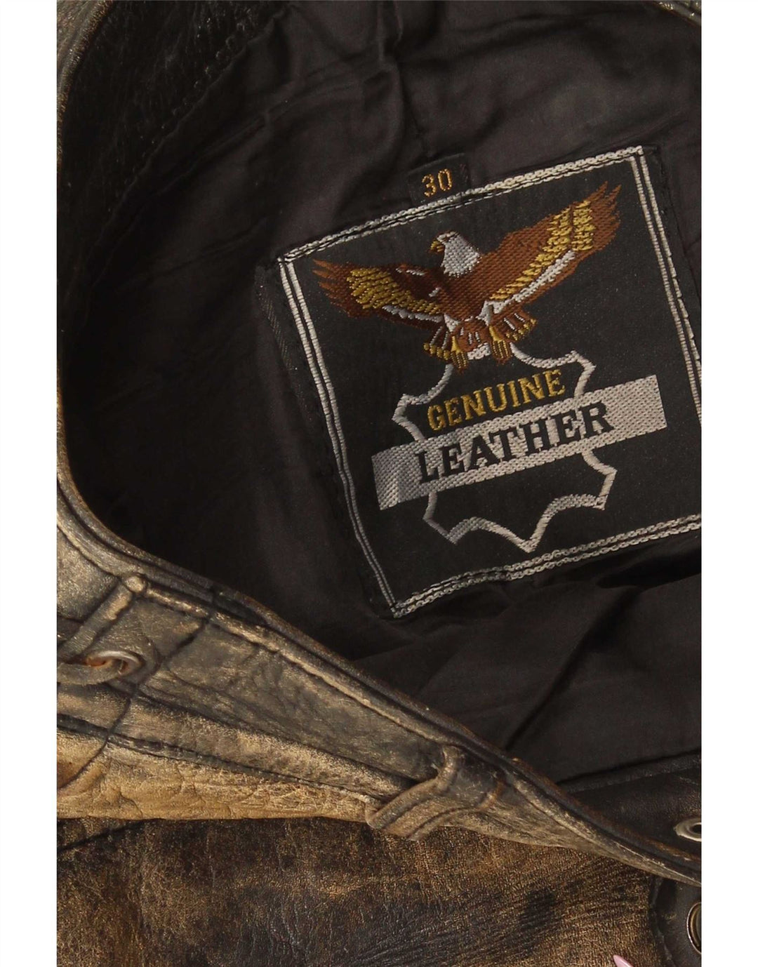 Vintage lige læderbukser til mænd W30 L30 Khaki