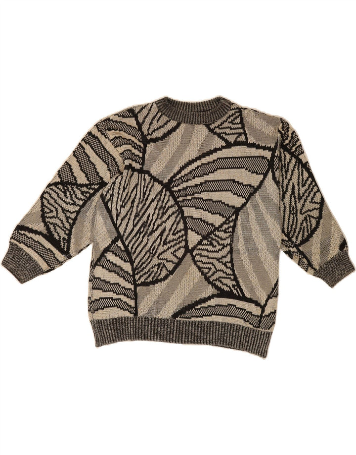 EXCLUSIVE Womens Turtle Neck Jumper Sweater UK 18 XL Grey Geometric Vintage Exclusive and Second-Hand Exclusive from Messina Hembry 