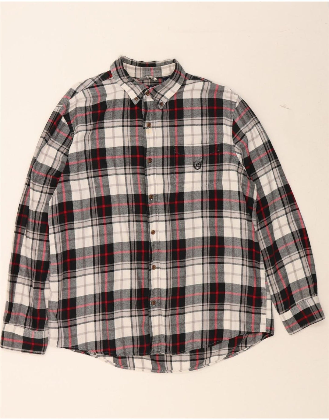 CHAPS Mens Flannel Shirt XL Black Check Cotton Vintage Chaps and Second-Hand Chaps from Messina Hembry 