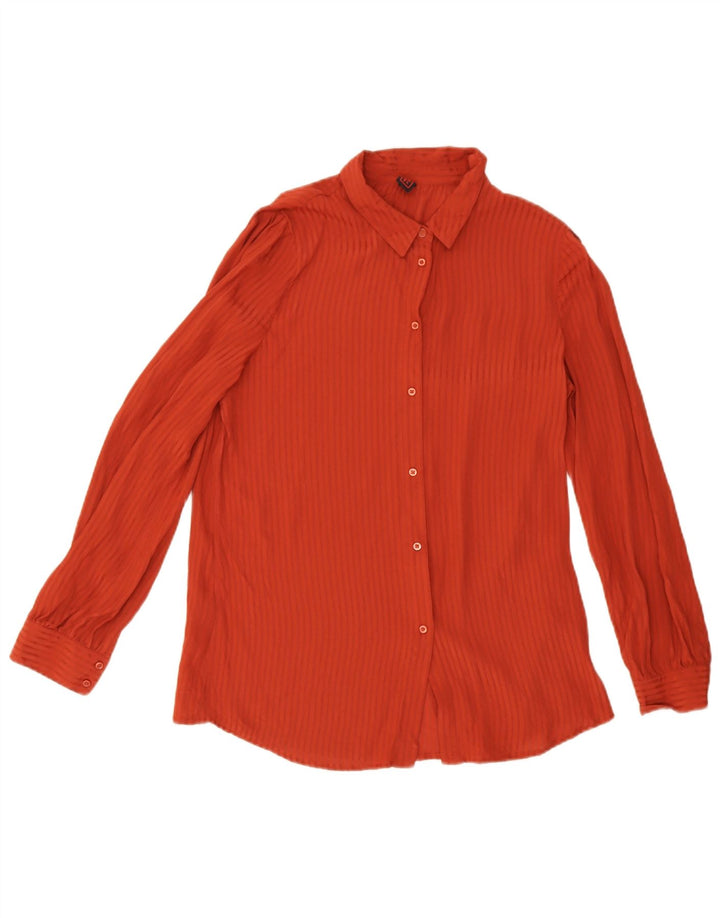 Stefanel Dame Langærmet Bluse Top EU 38 Medium Maroon Pinstripe