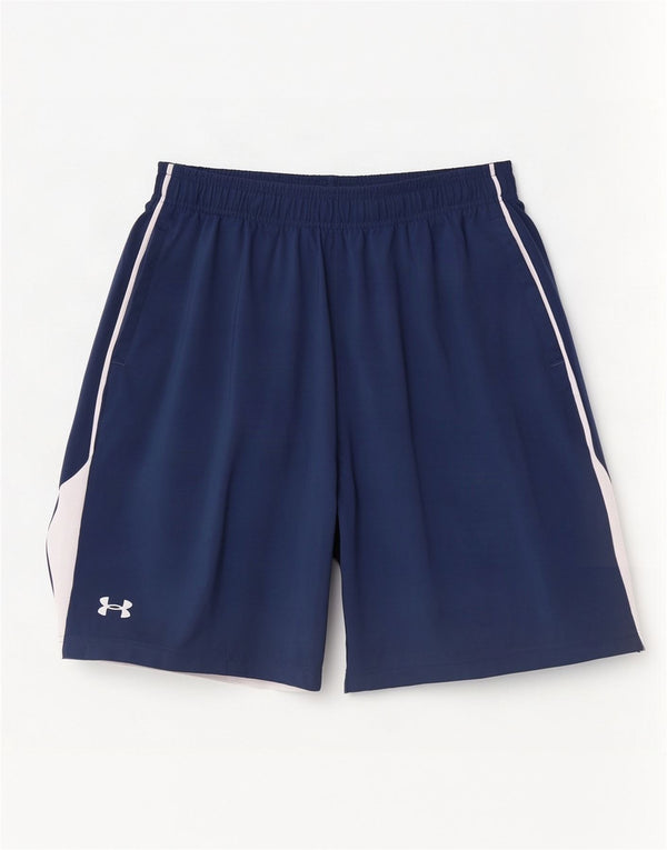 Under Armour Herre Loose Fit Sportsshorts Large Navy Blue Colourblock