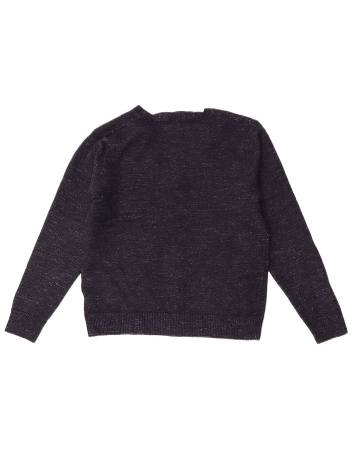 J. Crew Herre Slim Fit Cardigan Sweater Medium Marineblå Flecked Uld