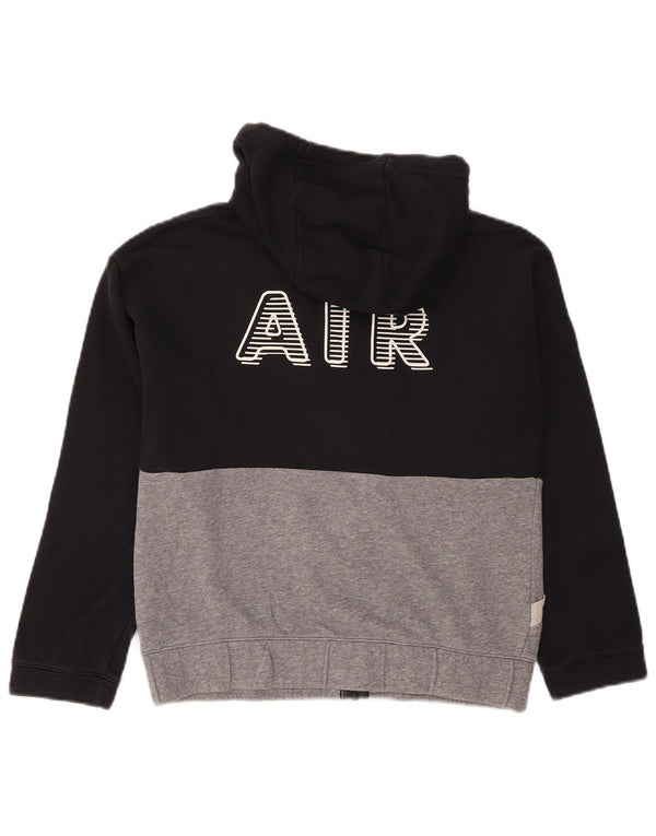 Nike Girls Graphic Zip Hoodie Sweater 12-13 Years Large Black Colourblock